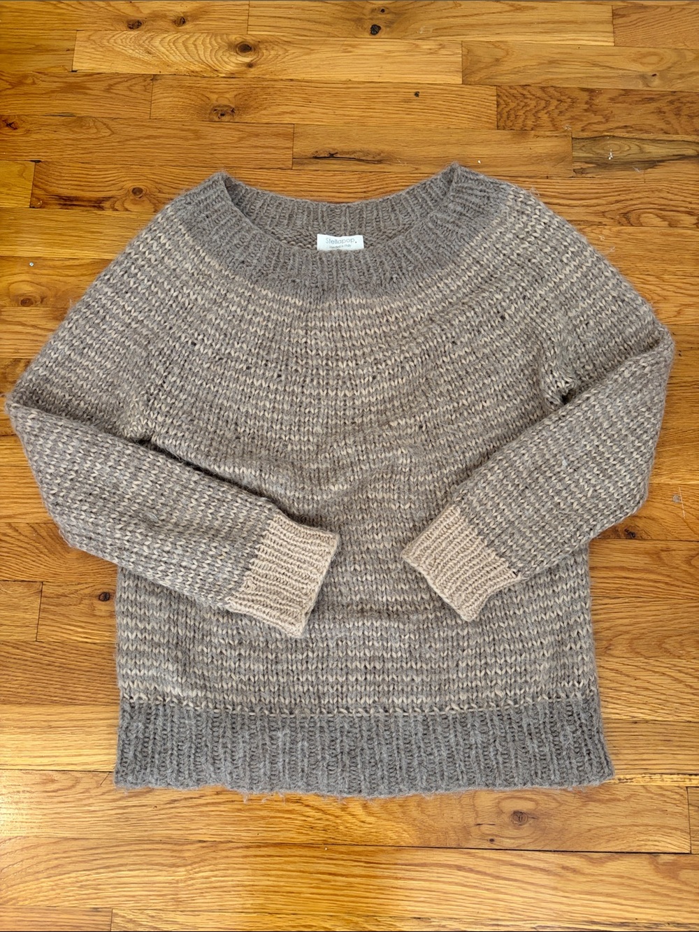 Hand knit Taupe/pink Women's Sweater - Neutral Pullover